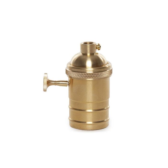 Portalámpara E27 de Cobre Puro Acabado Oro con Interruptor Rotativo, Estilo Retro Vintage Ideal para Bombillas y Cables Vintage [SKD-L007] 3