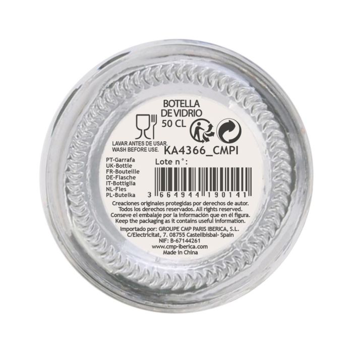 Cook Concept Botella de Vidrio Industriel 500 ml con Tapón de Plástico y Acero 1