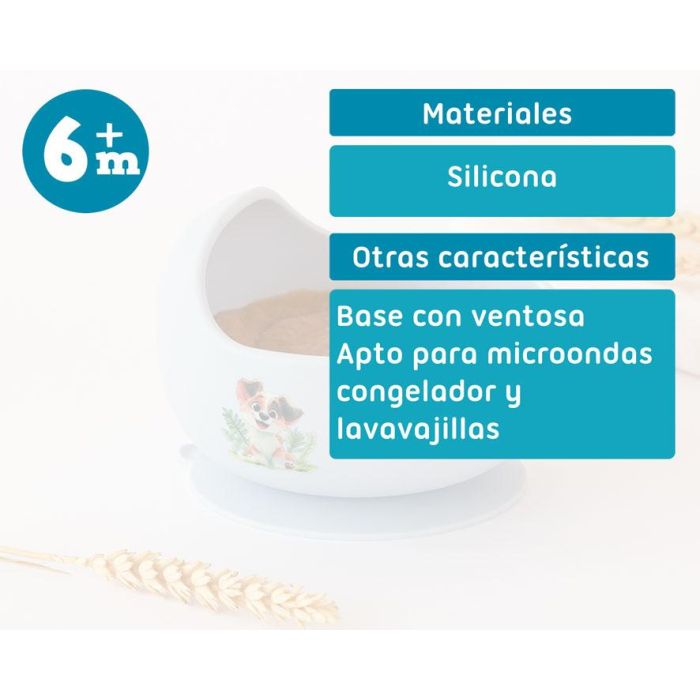 KioKids Cuenco Antideslizante De Silicona Para Bebé Con Ventosa, Color Azul - Recomendado Para +6 Meses, Base Antideslizante, Apto Para Microondas Y Lavavajillas