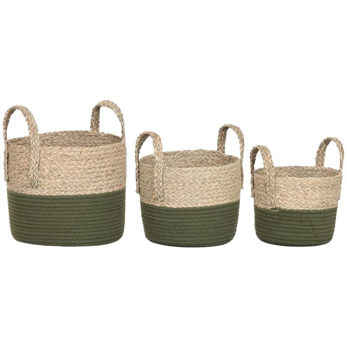 Cesta  DKD Home Decor Verde Natural 28 x 32 x 28 cm Set de 3 (2 Unidades) 0 Cesta  DKD Home Decor Verde Natural 28 x 32 x 28 cm Set de 3 (2 Unidades) 0