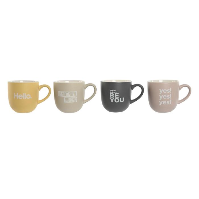 Mug Scandi DKD Home Decor Rosa Amarillo 9 x 9.4 x 13 cm Set de 4