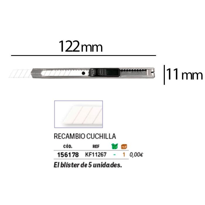 Cuter Q-Connect Metalico Estrecho Cuchilla Ceramica 9 mm Xd-C18 Con Clip Blister 1 Unidad 1