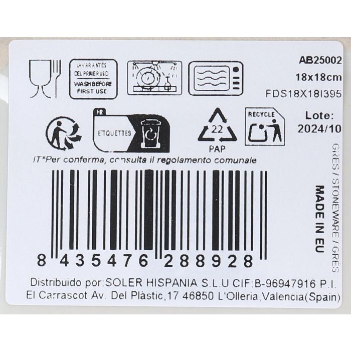 La Mediterranea Plato Postre Albus Elite Brillo 18 x 18 cm (12 Unidades) 2