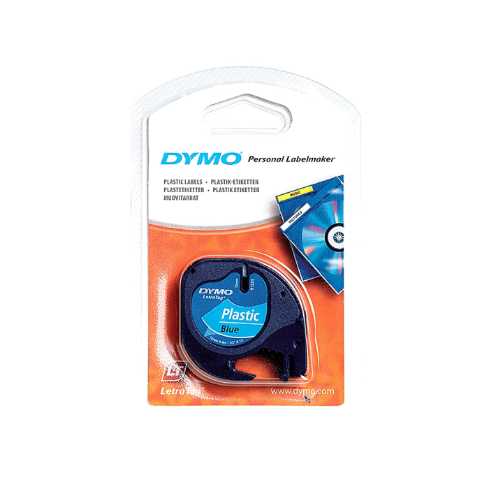 Dymo Cinta 91205 Negro Sobre Azul 12mm x 4M Plástico Rotuladora Letratag 1