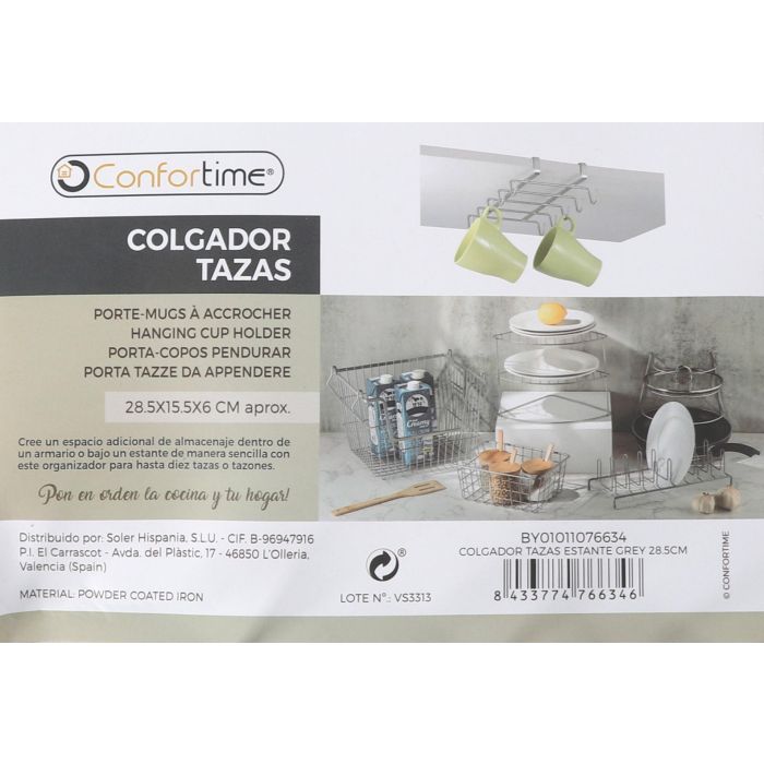 Colgador de Tazas Gris 28.5 cm - Confortime (8 Unidades) 7 Colgador de Tazas Gris 28.5 cm - Confortime (8 Unidades) 7