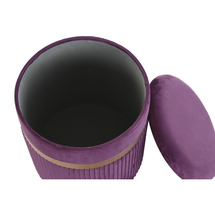 DKD Home Decor Reposapiés Set de 2, Púrpura y Dorado, Poliéster y MDF, 39 x 49 x 39 cm 3