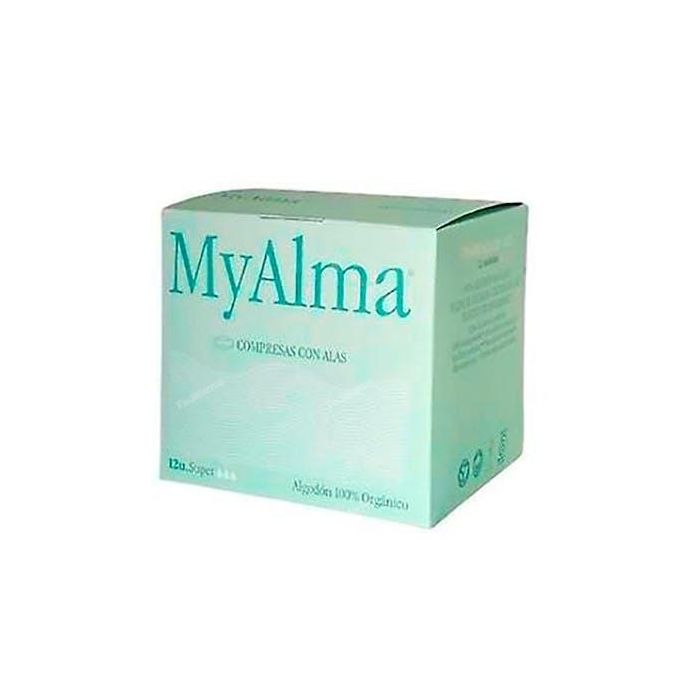 MYALMA Compresas Súper con Alas 100% Algodón Orgánico para Flujo Abundante 14 Uds.