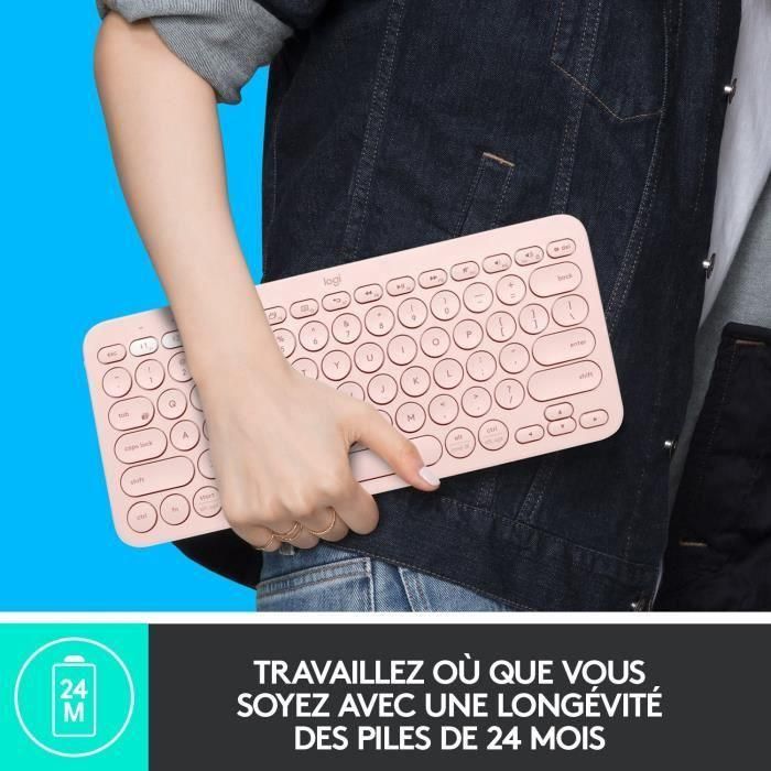 Teclado - Inalámbrico - LOGITECH - Multidispositivo K380 - BLUETOOTH - Diseño compacto - Rosa 4