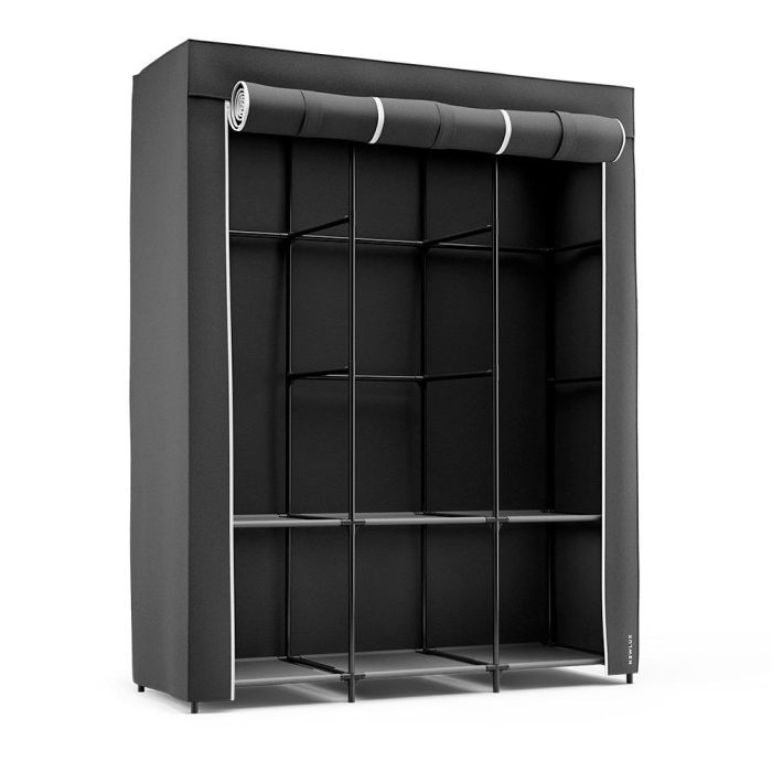 Armario de tela canvas v130 negro 130 x 45 x 167 cm 0 Armario de tela canvas v130 negro 130 x 45 x 167 cm 0