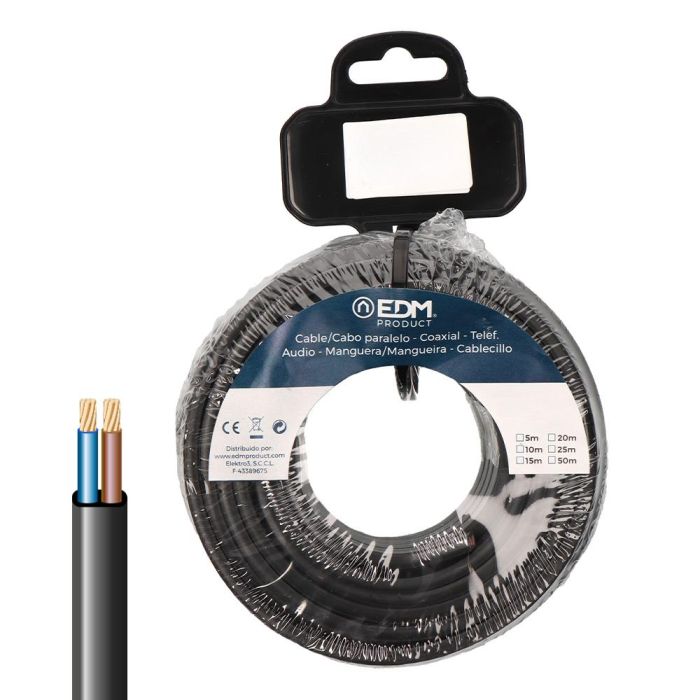 Edm Carrete cable paralelo plano VVK(H2) 06/1KV 2 x 2,50 mm² negra, 10 m