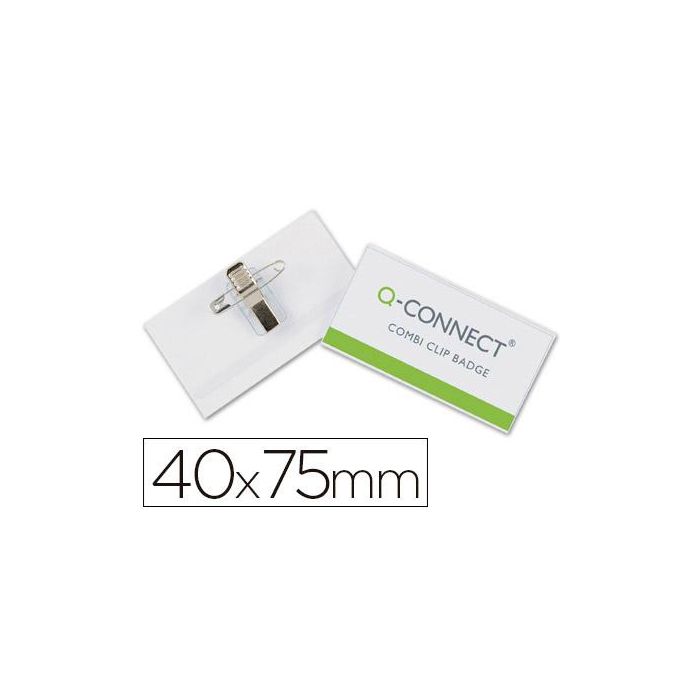 Identificador Q-Connect Con Pinza E Imperdible Kf17457 40x75 mm 25 unidades