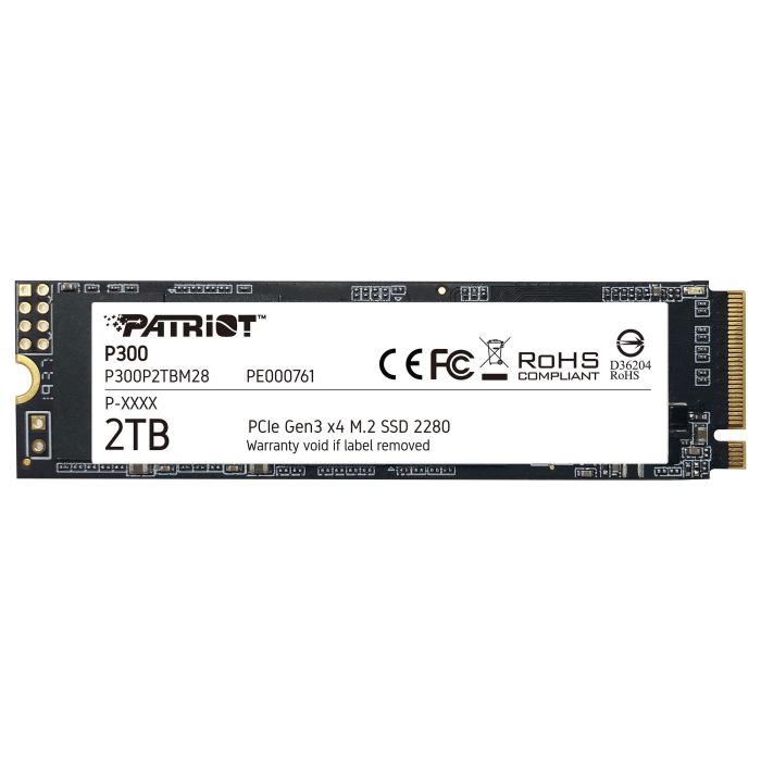Patriot P300 2TB SSD M.2 NVMe PCIe 3.0 x4 - Velocidad Lectura 2100 MB/s, Escritura 1650 MB/s, P300 PE761 Patriot P300 2TB SSD M.2 NVMe PCIe 3.0 x4 - Velocidad Lectura 2100 MB/s, Escritura 1650 MB/s, P300 PE761