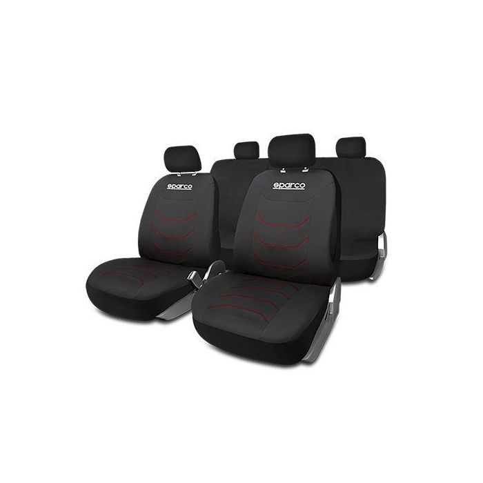 Sparco Juego Fundas Asiento Coche SPCS441RD Strada Negro-Rojo Ajuste Universal Polyester 0 Sparco Juego Fundas Asiento Coche SPCS441RD Strada Negro-Rojo Ajuste Universal Polyester 0