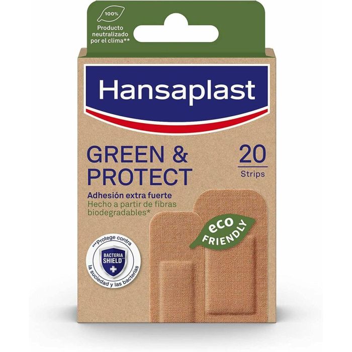 Hansaplast HP GREEN & PROTECT Apósitos Biodegradables y Ecológicos con Adhesión Extra Fuerte, 2 Tamaños, 20 Unidades 2