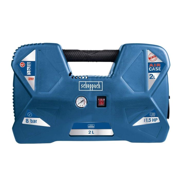Scheppach Compresor portátil AIR CASE 2L 1100W 8 bares con 12 accesorios, pistola de aire y manija de inflado 7 Scheppach Compresor portátil AIR CASE 2L 1100W 8 bares con 12 accesorios, pistola de aire y manija de inflado 7