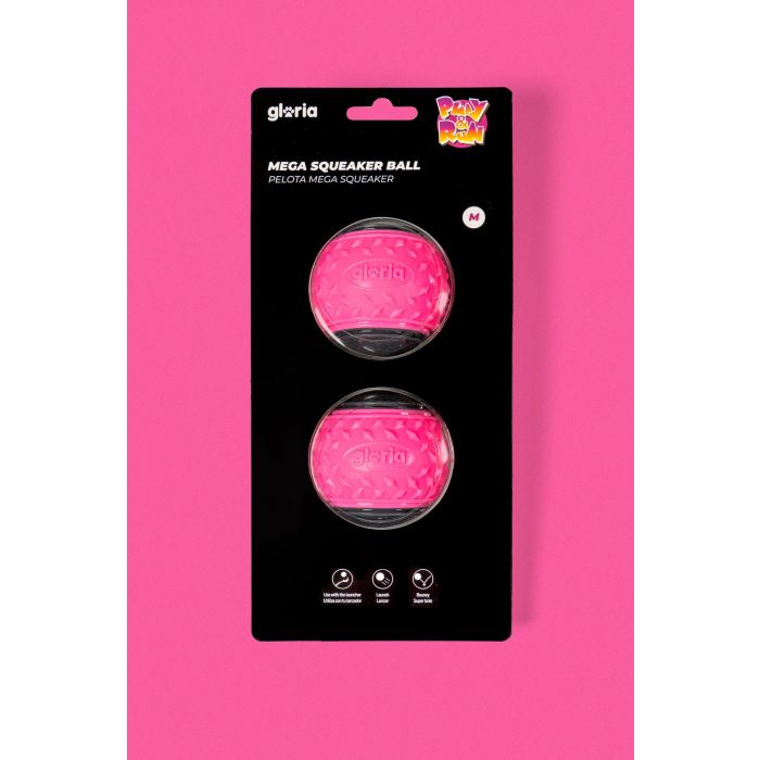 Gloria Play And Run Pelota Mega Squeaker para Perros M 6.35 cm Rosa-Gris (2 Unidades) - Juguete de Ejercicio y Adiestramiento TPR 5