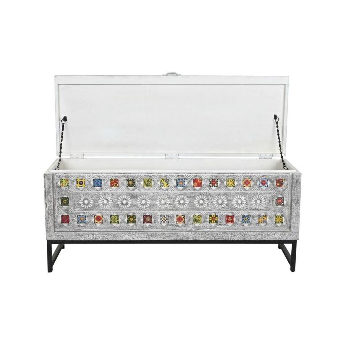 Baúl DKD Home Decor Cerámica Gris Blanco Madera de mango (116 x 40 x 50 cm) 4 Baúl DKD Home Decor Cerámica Gris Blanco Madera de mango (116 x 40 x 50 cm) 4