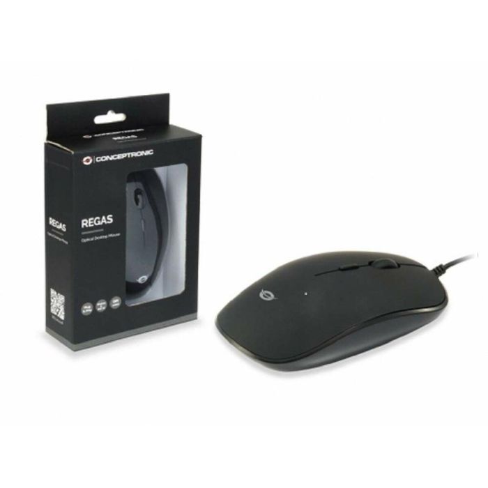 Conceptronic Ratón Óptico USB Regas01B con Interruptor DPI 800/1000/1200 y Diseño Ergonómico para Diestros y Zurdos 12