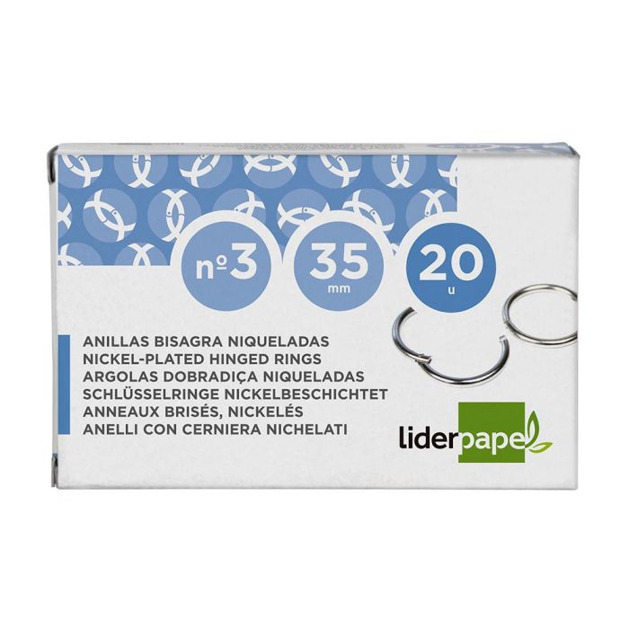 Anilla Bisagra Liderpapel Niquelada N.3 Diametro 35 mm Caja De 20 Unidades 6