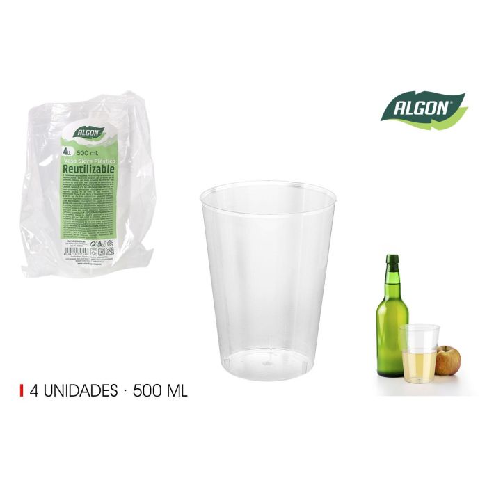 Set de 4 vasos para sidra Algon 500 ml (80 Unidades) Set de 4 vasos para sidra Algon 500 ml (80 Unidades)