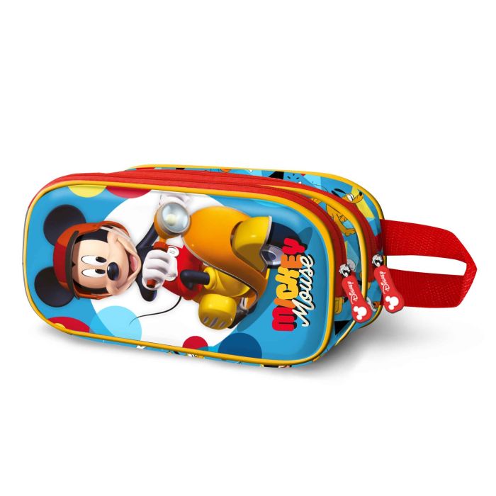 Estuche Portatodo 3D Doble Scooter Disney Mickey Mouse Azul