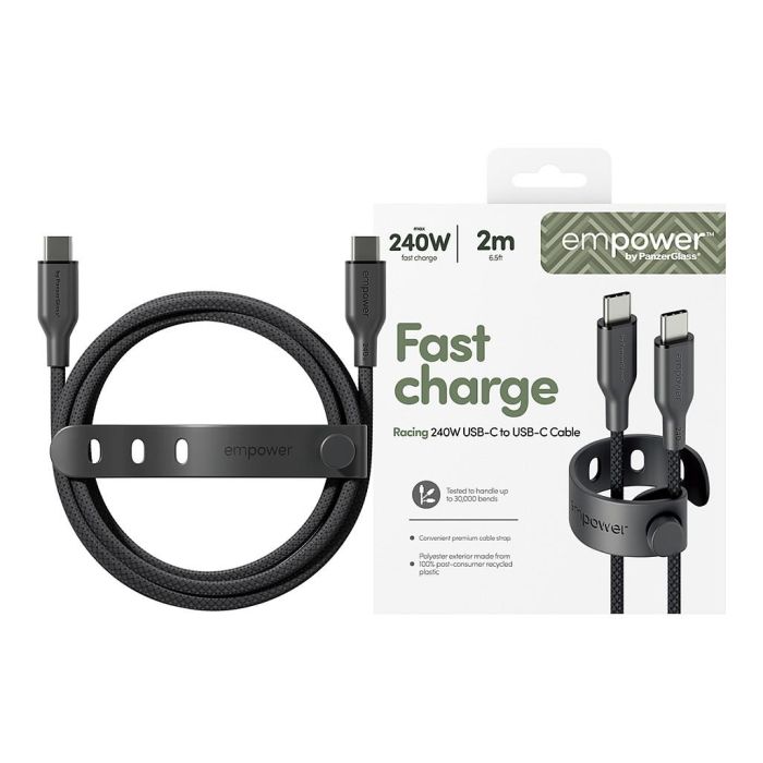 Racing Cable USB-C a USB-C 240W, 2 metros, USB 2.0, color Negro - Compatible con carga rápida y datos 1 Racing Cable USB-C a USB-C 240W, 2 metros, USB 2.0, color Negro - Compatible con carga rápida y datos 1