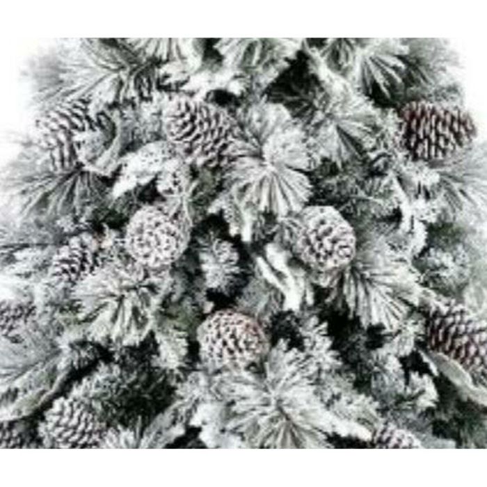 DKD Home Decor Alpina Árbol de Navidad Blanco 180 cm con LED, 584 Ramas, Piñas y Luz Cálida