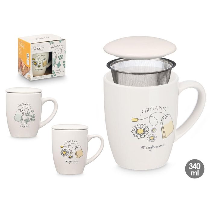 Taza Porcelana Organic Tapa Filtro Surtidos 340Ml Vessia 12X10CM (24 Unidades) Taza Porcelana Organic Tapa Filtro Surtidos 340Ml Vessia 12X10CM (24 Unidades)