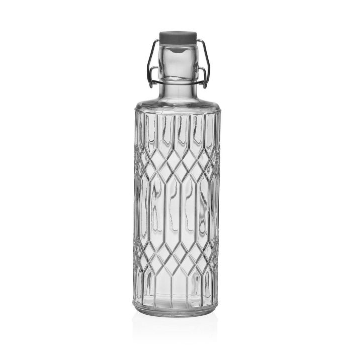 Botella de Agua Versa Transparente Vidrio Aluminio Botella de Agua Versa Transparente Vidrio Aluminio