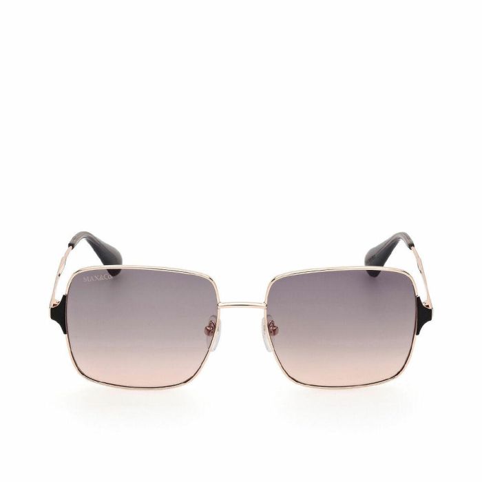 Max & Co MO0072 33B Gafas de Sol Cuadradas para Mujer, Lentes Humo Degradado, Montura Metal Dorado, Patillas 140mm, Puente 17mm