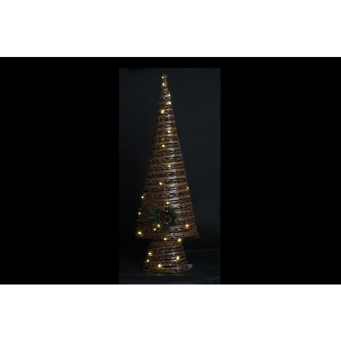 DKD Home Decor Árbol de Navidad Natural Cobrizo Ratán LED 100x32x18 cm 1