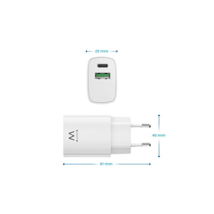 Ewent EW1321_R1 Cargador Universal 20W Carga Rápida USB-C PD PPS QC3.0 USB-A GaN Blanco para iPhone y Android 2 Ewent EW1321_R1 Cargador Universal 20W Carga Rápida USB-C PD PPS QC3.0 USB-A GaN Blanco para iPhone y Android 2