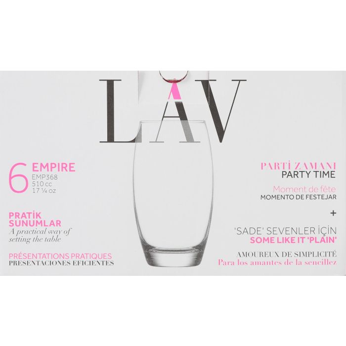 Set 6 Vasos de Vidrio 510 cc - Lav (8 Cajas) 1 Set 6 Vasos de Vidrio 510 cc - Lav (8 Cajas) 1