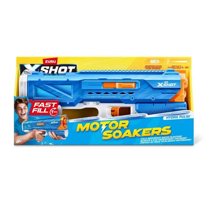 Zuru ZUR4894680035911 Pistola de agua motorizada X-SHOT Hydra Pulse, Llenado rápido, Batería recargable, Alcance 9 m, Depósito 650 ml 1