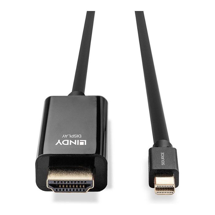 LINDY 36927 Mini DisplayPort a HDMI Cable 4K30 Pasivo 2m Macho a Macho para Video 3840x2160 3