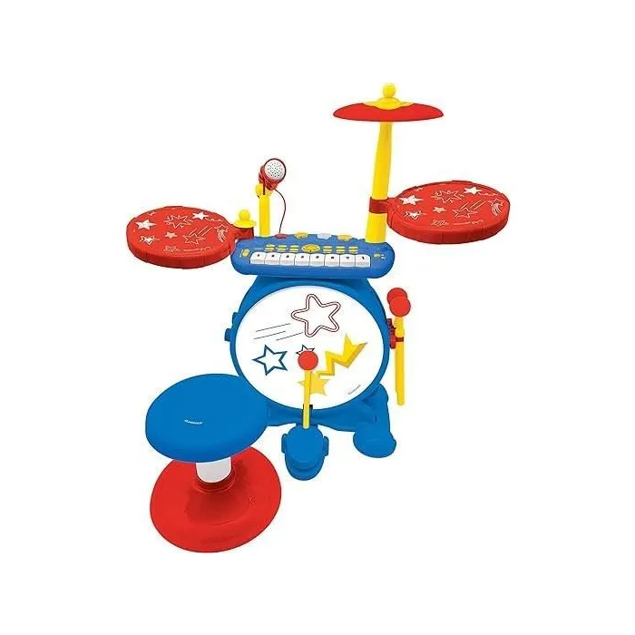 Lexibook Batería Luminosa Completa con Teclado, Platillos y Taburete 1