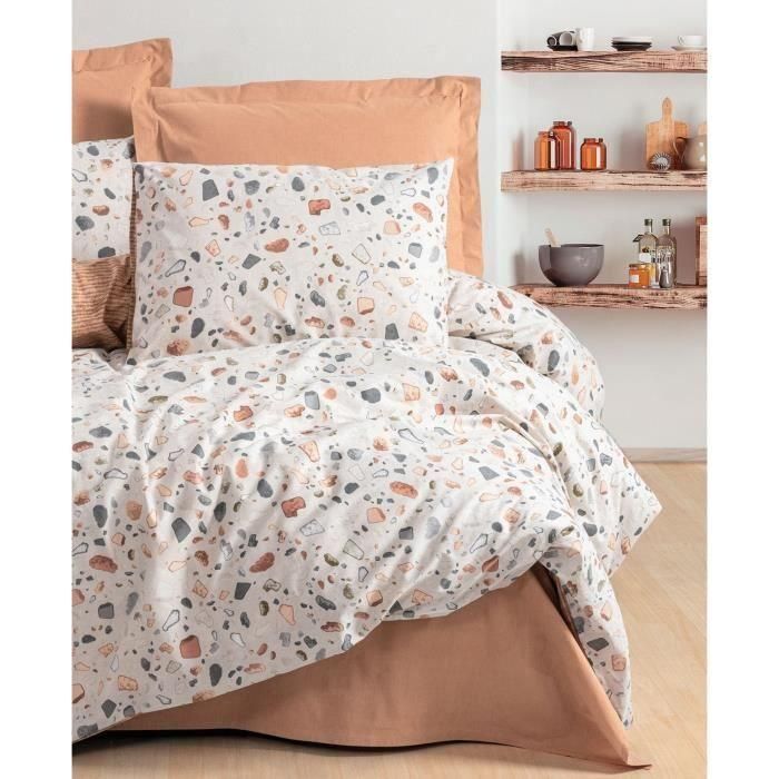 Juego de cama - 1 funda nórdica 220x240 cm + 2 fundas de almohada 60x60 cm - 100% algodón - Caramelo 2 Juego de cama - 1 funda nórdica 220x240 cm + 2 fundas de almohada 60x60 cm - 100% algodón - Caramelo 2