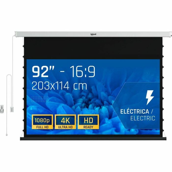 Pantalla Eléctrica Mural iggual IGG319680 92" 0 Pantalla Eléctrica Mural iggual IGG319680 92" 0