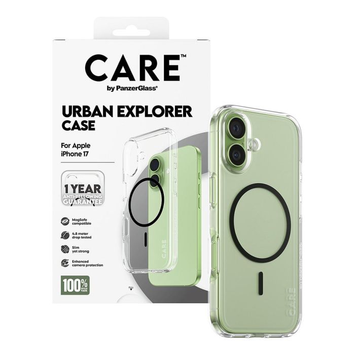 PanzerGlass CARE by FLAGSHIP Case Transparente con MagSafe Negro, Funda TPU Protectora Antigolpes Antirrayones para Apple iPhone 17 (100% Policarbonato Reciclado) 4