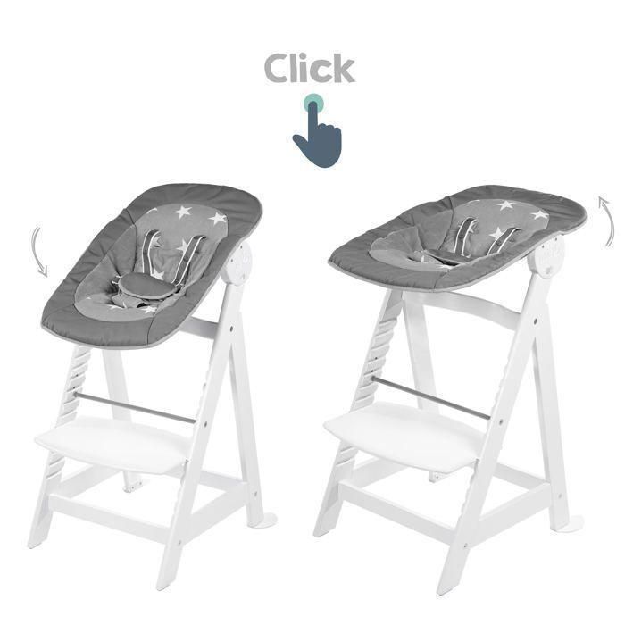 ROBA Born Up Trona convertible 2 en 1 + Hamaca reclinable con estampado de estrellas - Estrellitas - Desde el nacimiento - Madera blanca 2 ROBA Born Up Trona convertible 2 en 1 + Hamaca reclinable con estampado de estrellas - Estrellitas - Desde el nacimiento - Madera blanca 2