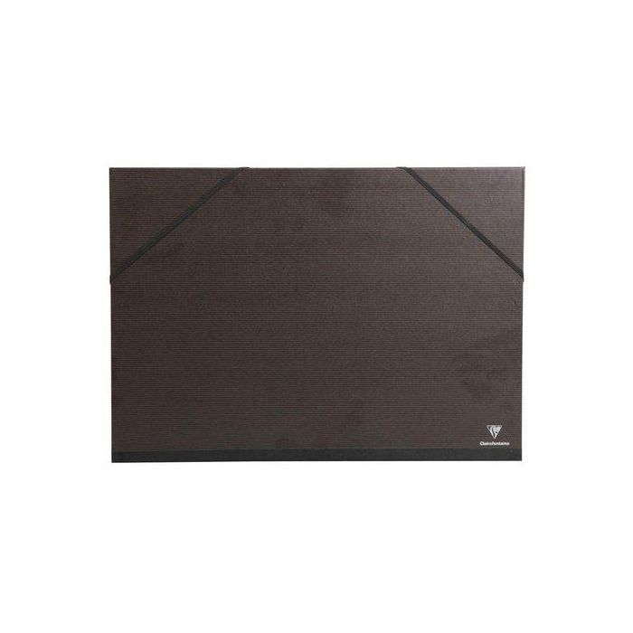 Carpeta De Dibujo Clairefontaine Carton C/Gomas A4+ Kraft Negro Verjurado (Set de 10)