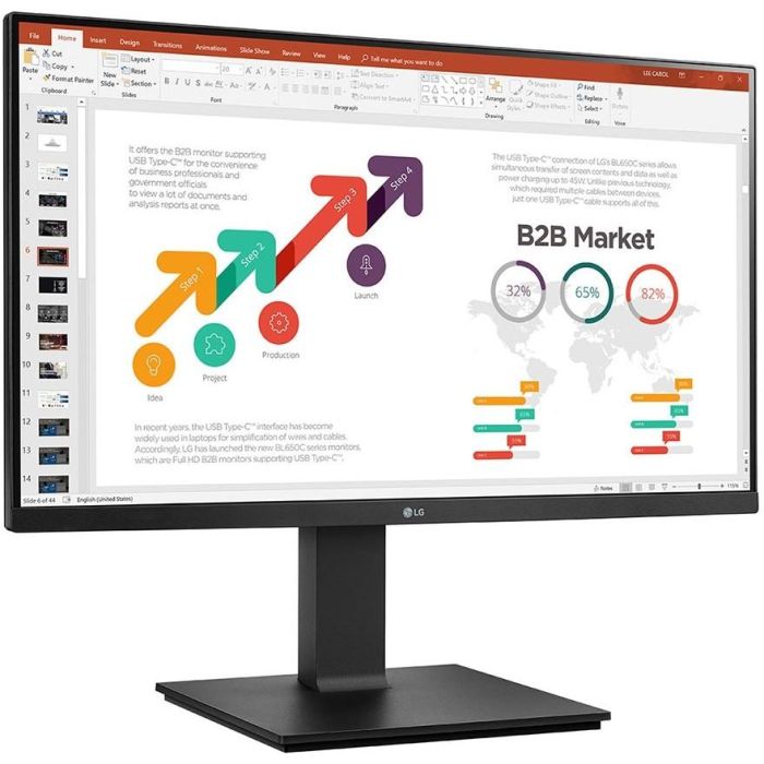 LG 24BP450Y-B - Monitor de 24" Full HD (1920x1080) IPS 5ms, 75Hz, FreeSync, Altura Ajustable, Pivote, HDMI, DisplayPort, VGA, Negro
