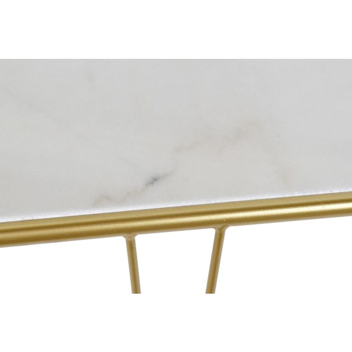DKD Home Decor Consola Chic de Mármol Blanco y Estructura de Metal Plateado. Mueble de Recibidor. Medidas: 115x35x78 cm 2