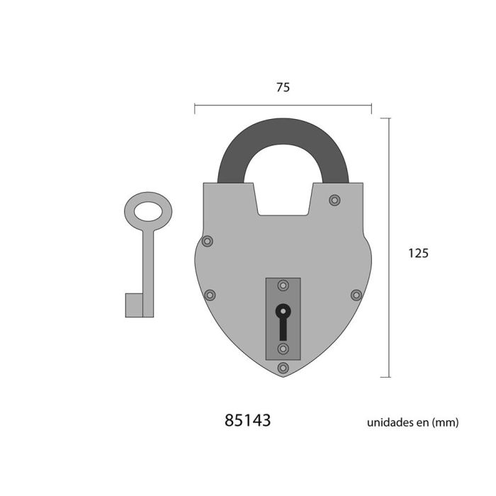 Edm Candado Rústico con 2 llaves Efecto Oxidado 120x80x20mm Hierro 3