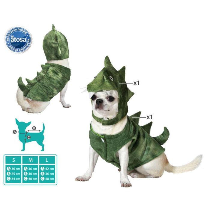 Disfraz de Dinosaurio para Mascota, Talla L, Color Verde, de Poliéster 0 Disfraz de Dinosaurio para Mascota, Talla L, Color Verde, de Poliéster 0
