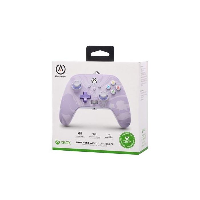 Power A Mando con Cable Mejorado XBGP0001-01 para Xbox Series X/S Remolino Lavanda, Diseño Ergonómico, Botones Asignables, Funciona con Xbox One y Windows 10/11 12