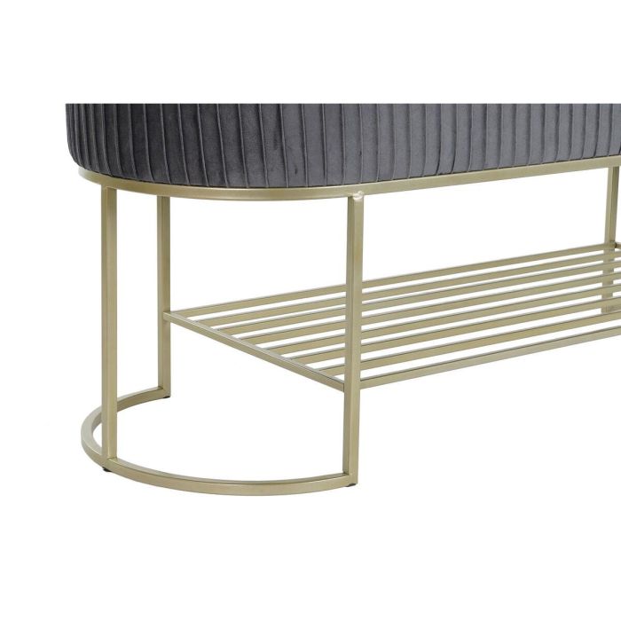 Banqueta DKD Home Decor Gris Dorado Metal 120 x 40 x 45 cm 2