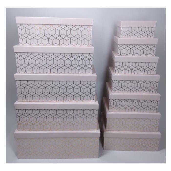 DKD Home Decor Caja Decorativa Rosa Dorado Set de 10 Piezas Cartón 37.5 x 37.5 x 18 cm 1