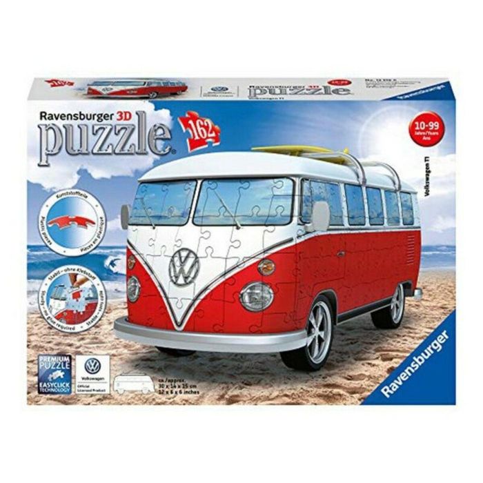 Ravensburger Puzle 3D Volkswagen Combi T1, 162 piezas. Puzle de plástico con tecnología Easyclick para construir la furgoneta legendaria. Ravensburger Puzle 3D Volkswagen Combi T1, 162 piezas. Puzle de plástico con tecnología Easyclick para construir la furgoneta legendaria.