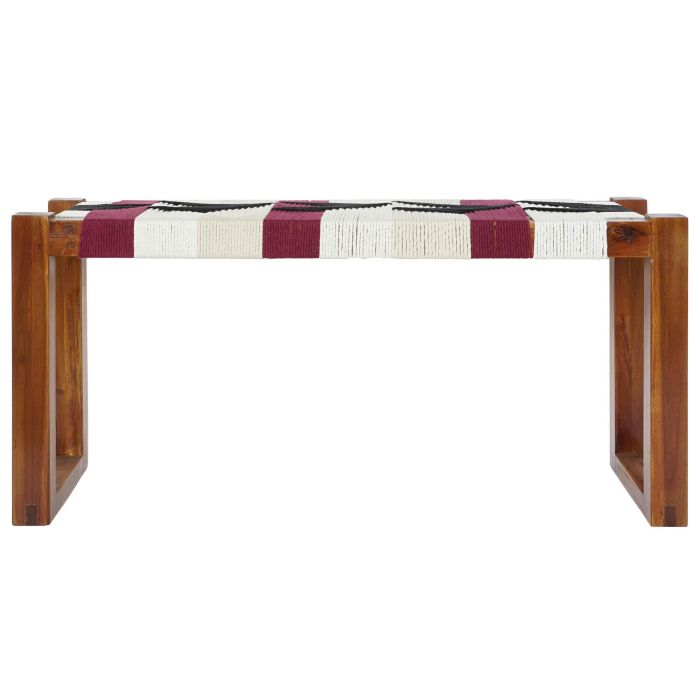 DKD Home Decor Descalzadora Colonial Marron Natural Acacia Algodon 90 x 43 x 32 cm (2 Unidades) 1